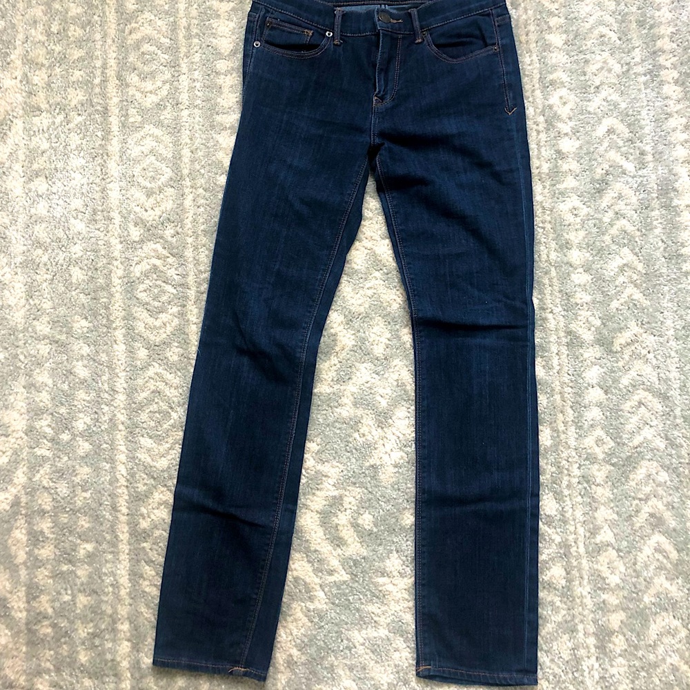 Express Skinny mid rise dark wash denim jeans